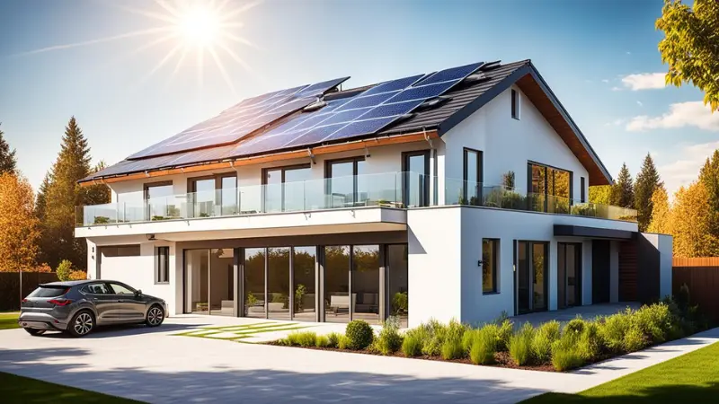 a house with solar panels on the roof